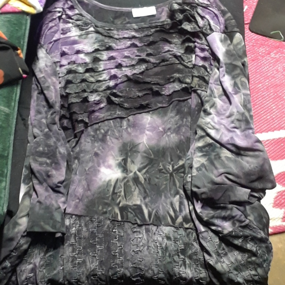 Purple and Black Ruffle Shirt